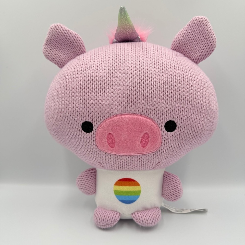 Ami Amis Knit Pignicorn Unicorn Pig Plush Rainbow Stuffed Animal 13"